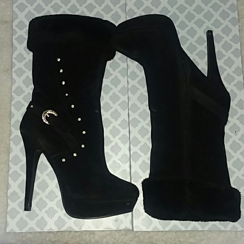 Black platform stiletto boots